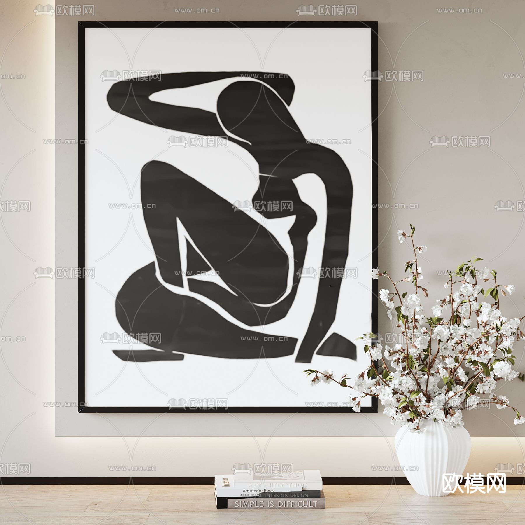 现代装饰画su模型下载（渲染图1）