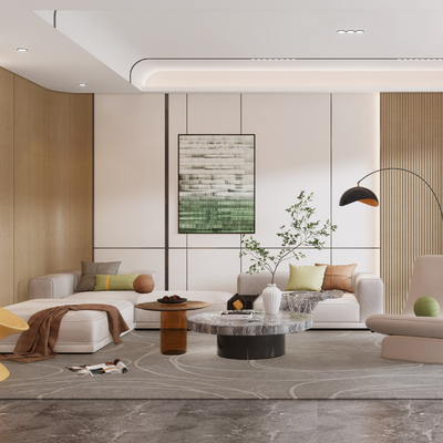  现代休闲会客厅su模型 