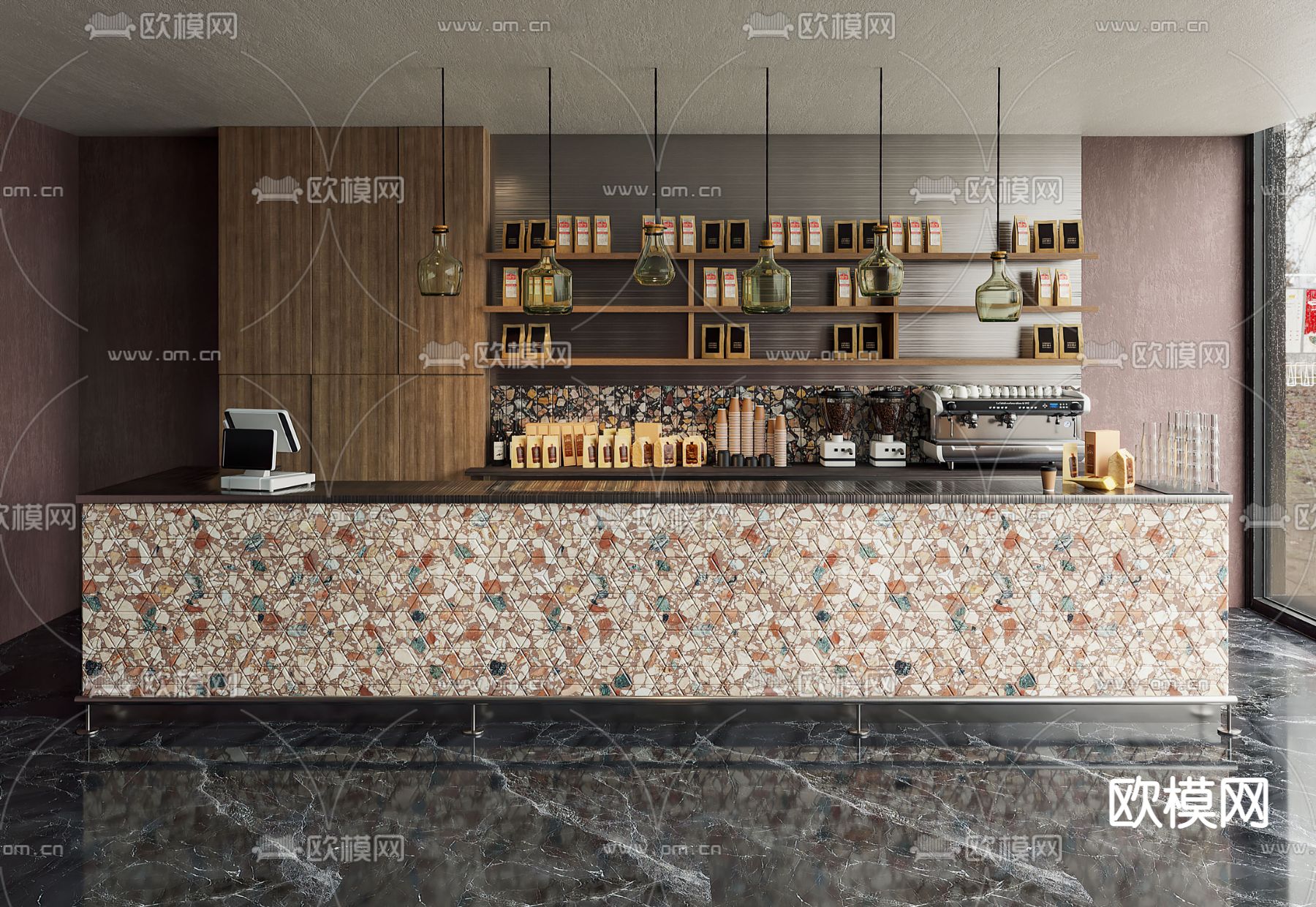cassina 现代咖啡厅吧台su模型下载_ID12093750_sketchup模型下载-欧模网