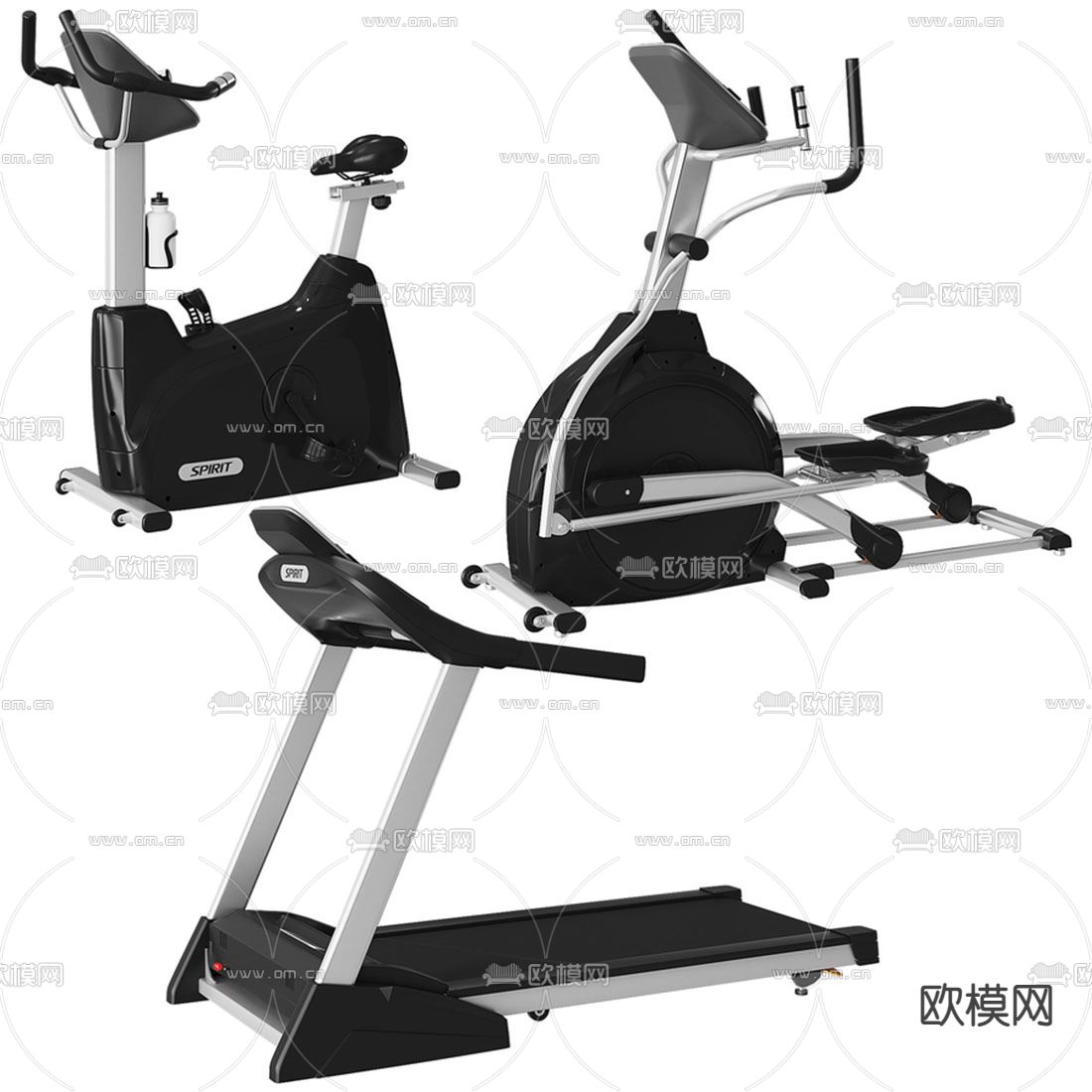 现代跑步机动感单车3d模型下载（渲染图3）