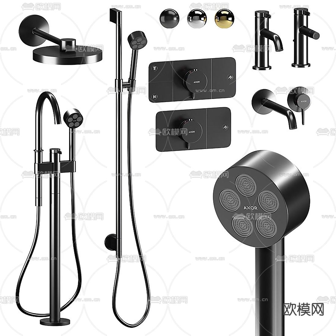 现代淋浴花洒水龙头su模型