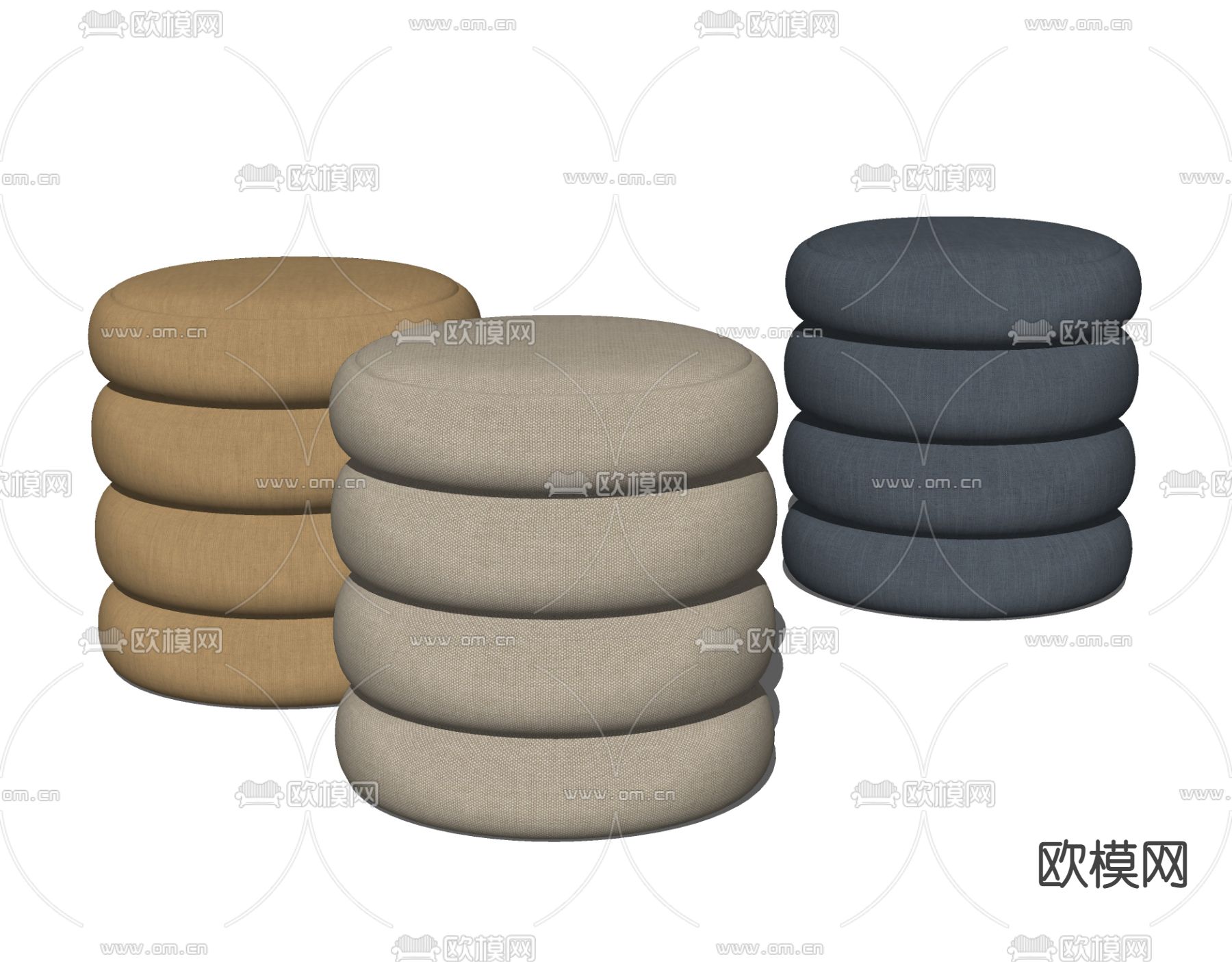 现代圆形沙发凳子su模型