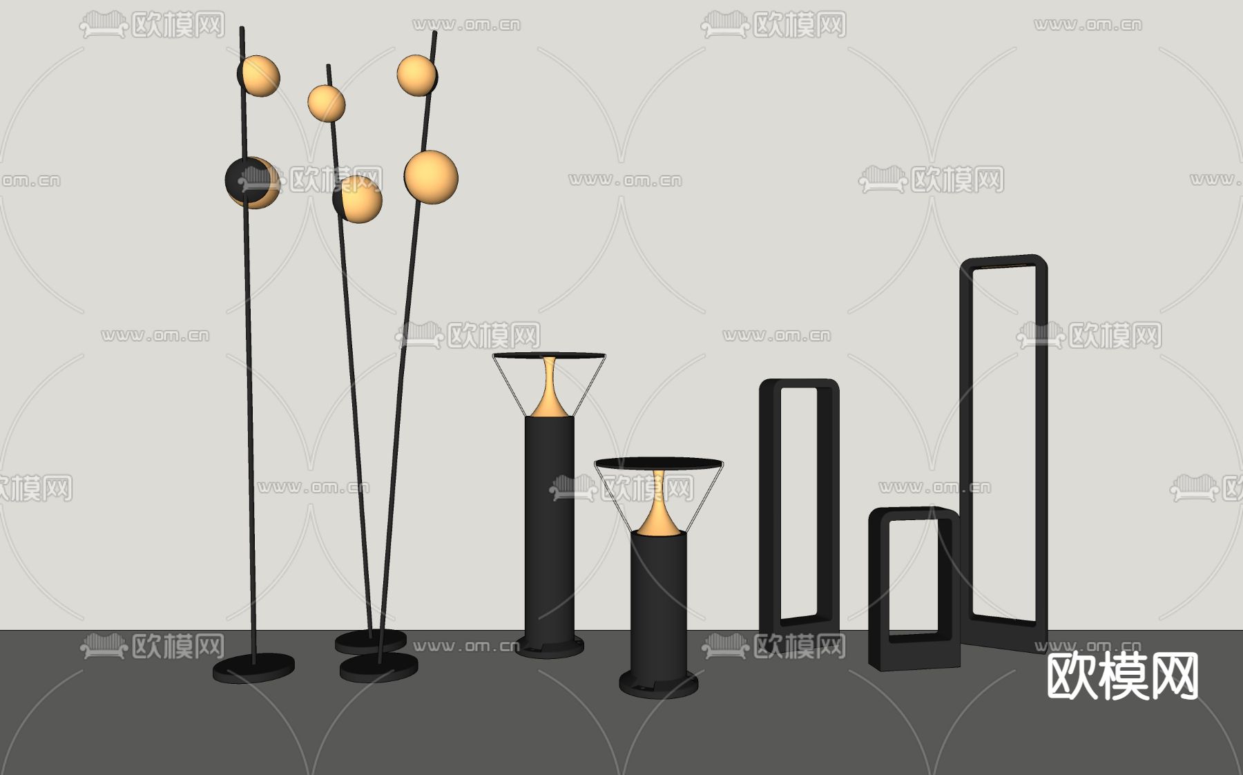 现代户外庭院灯su模型下载（渲染图2）
