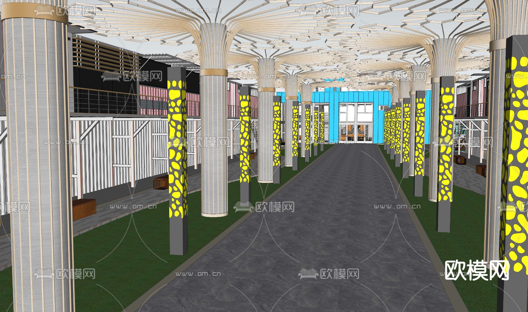 现代商业街su模型下载（渲染图4）