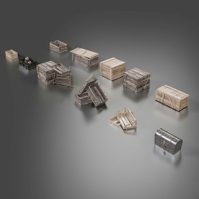  现代木箱货箱储物箱su模型 