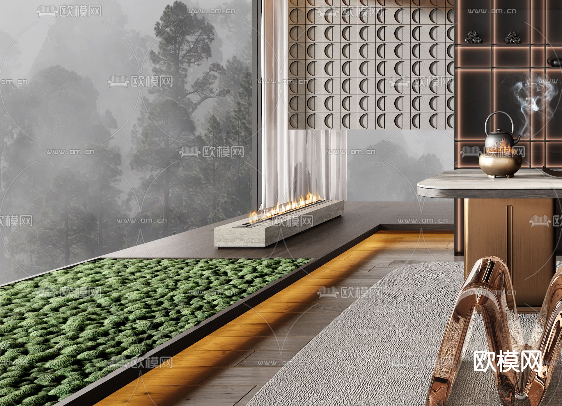 Minotti现代轻奢茶室3d模型下载（渲染图3）