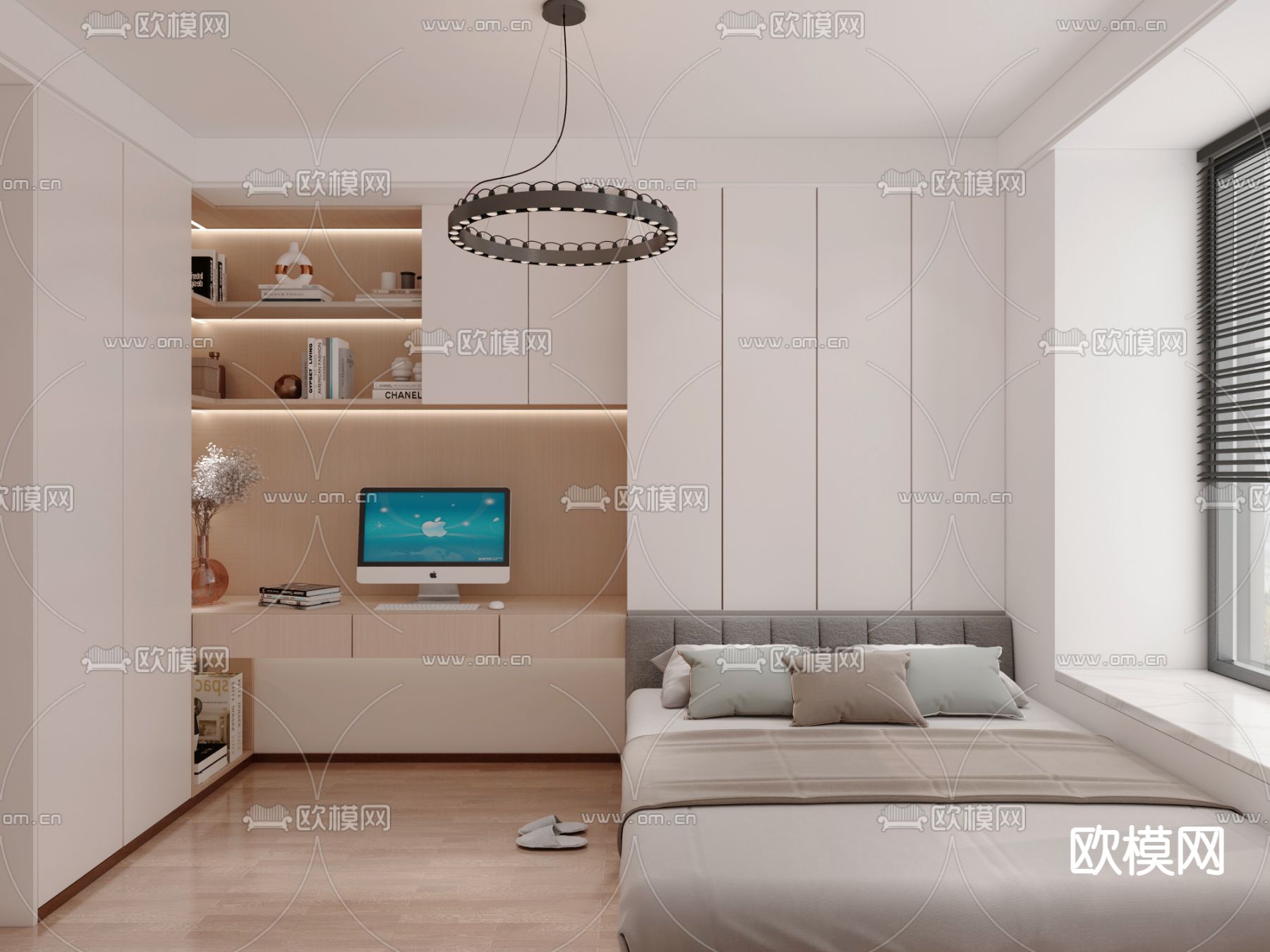 现代榻榻米卧室免费3d模型下载