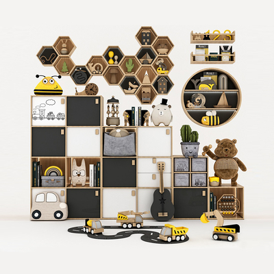  现代儿童玩具柜su模型 