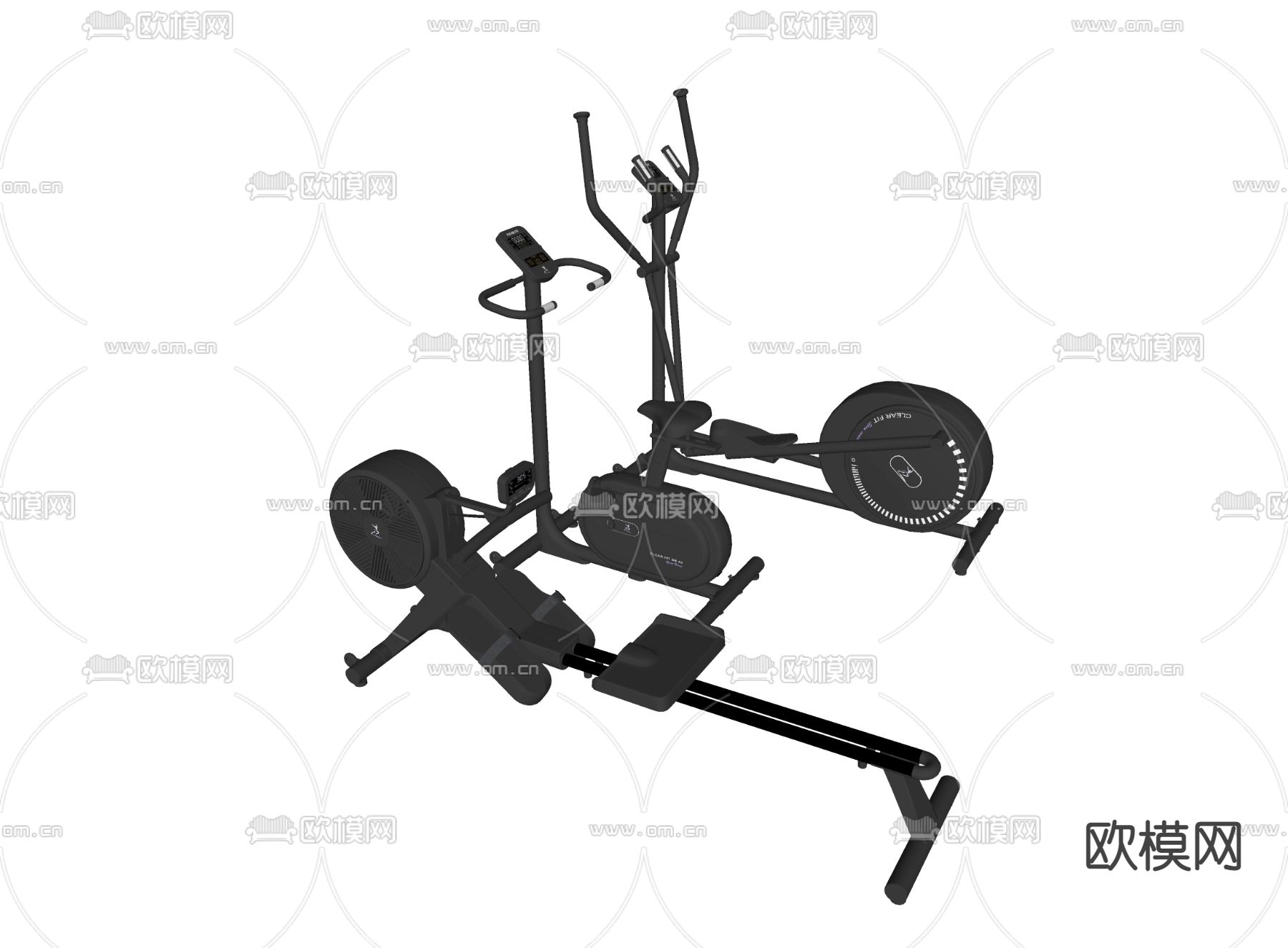 现代健身器材su模型下载（渲染图2）