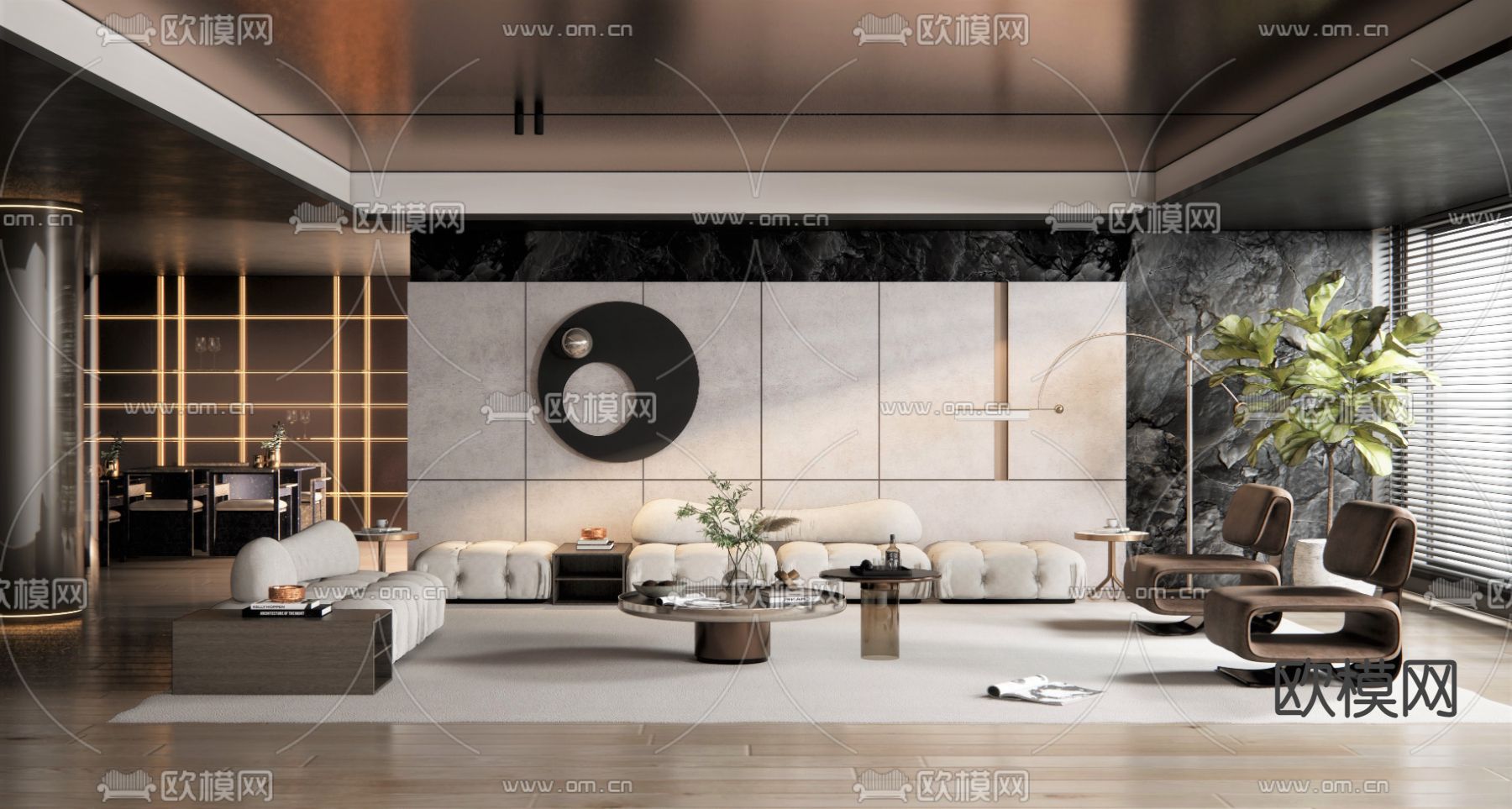 北欧客厅su模型下载（渲染图1）