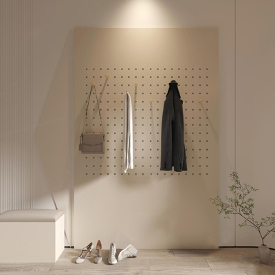  北欧风玄关洞洞板衣帽收纳架su模型 