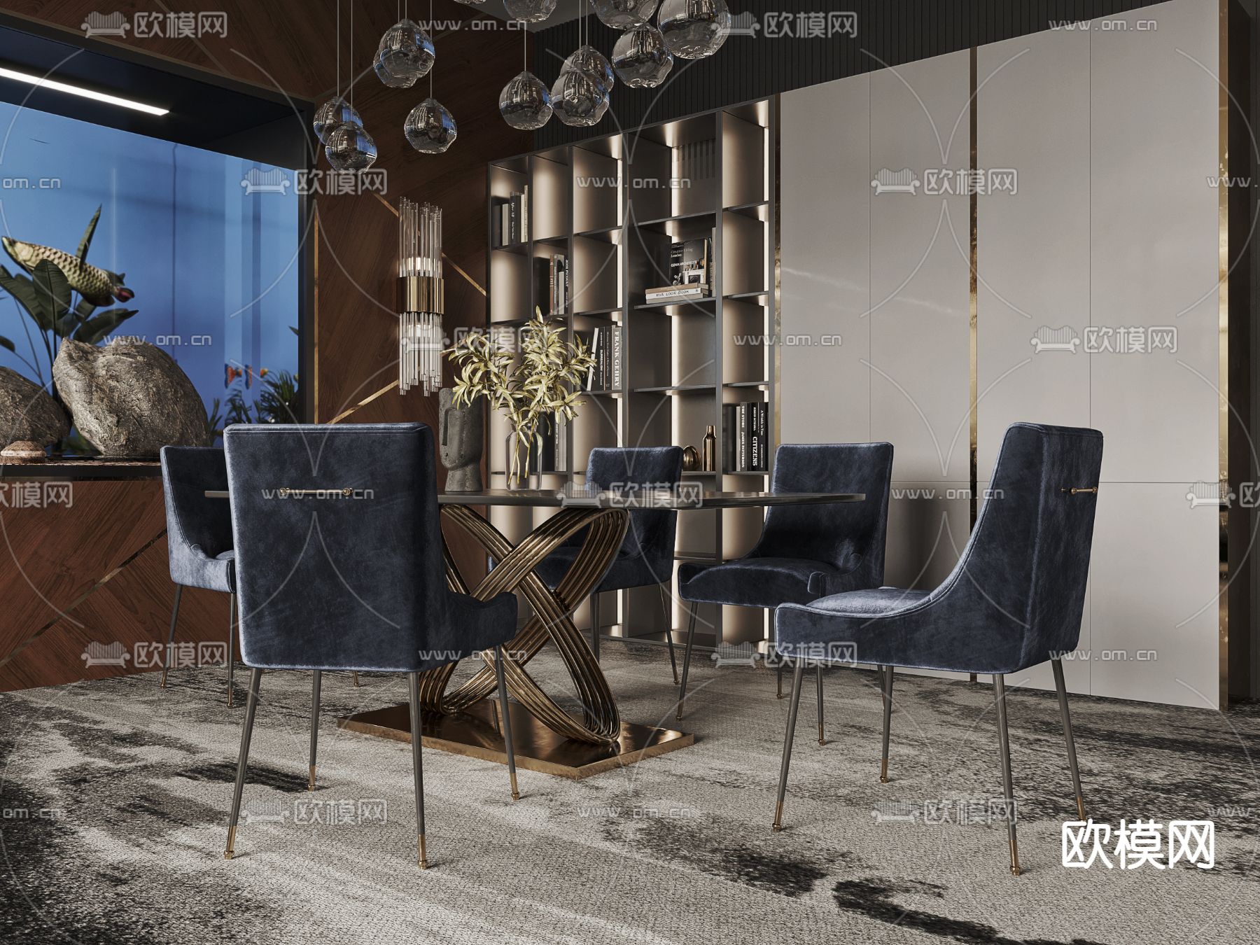 新古典轻奢总经理办公室3d模型下载（渲染图5）