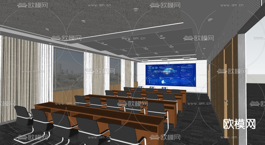 现代多媒体会议室su模型下载_ID12099326_sketchup模型下载-欧模网