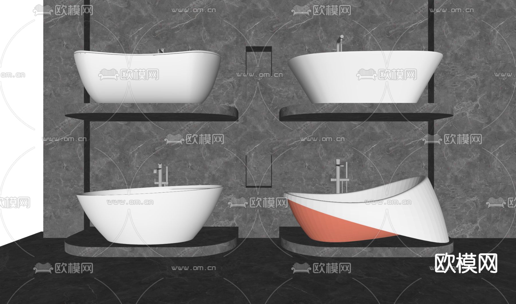 现代浴缸su模型下载（渲染图2）