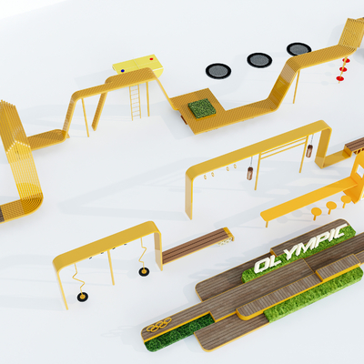  现代户外公共座椅su模型 