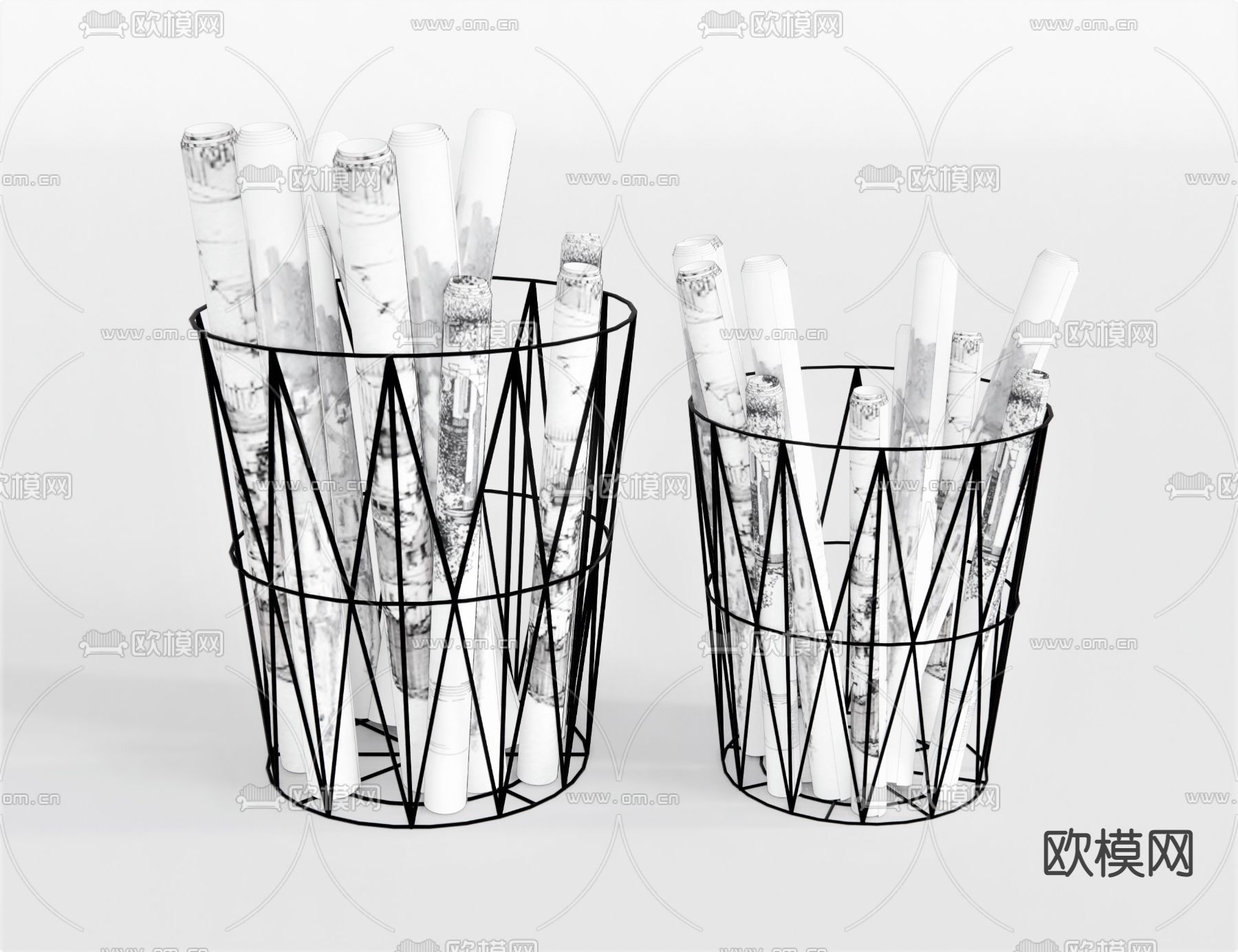 现代金属垃圾桶su模型下载（渲染图1）