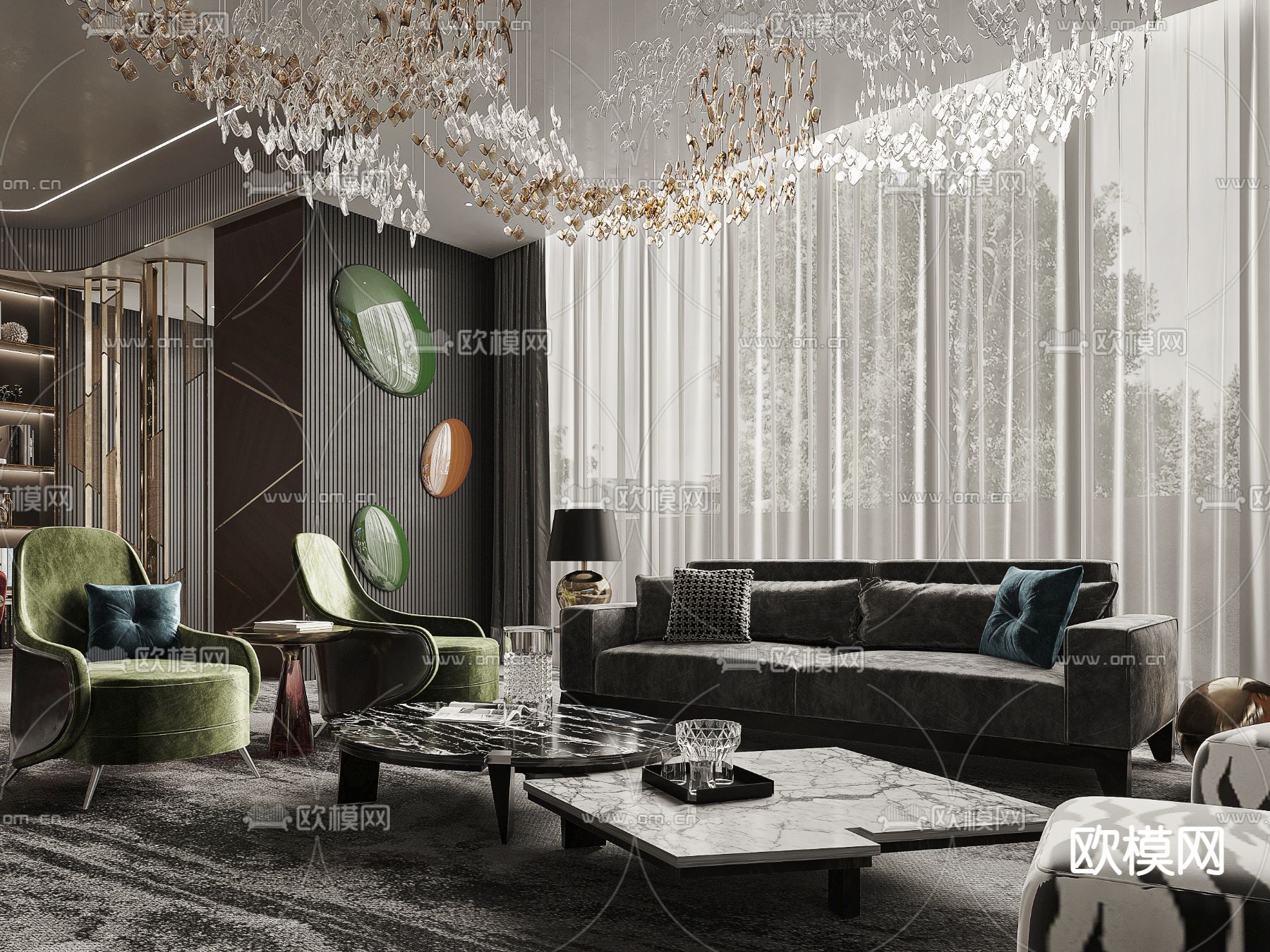 新古典轻奢总经理办公室3d模型下载（渲染图7）