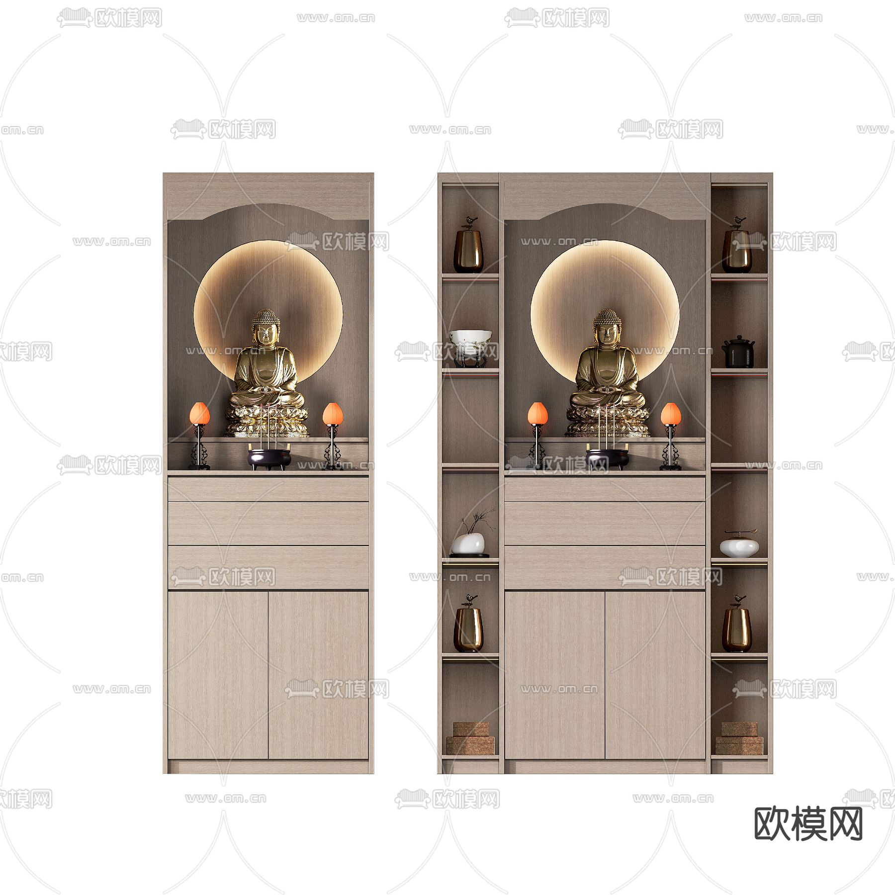 新中式佛龛su模型