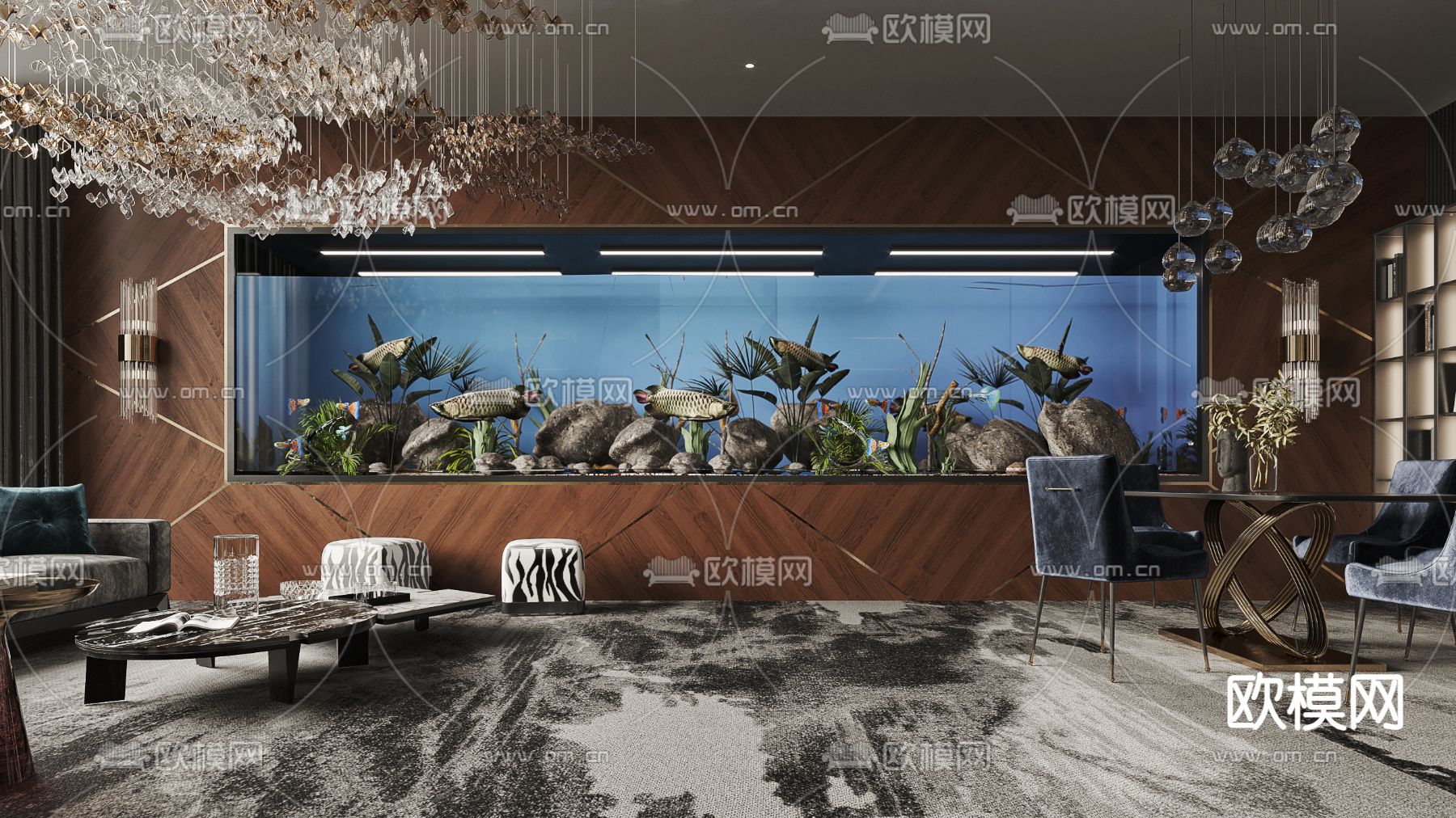 新古典轻奢总经理办公室3d模型下载（渲染图3）