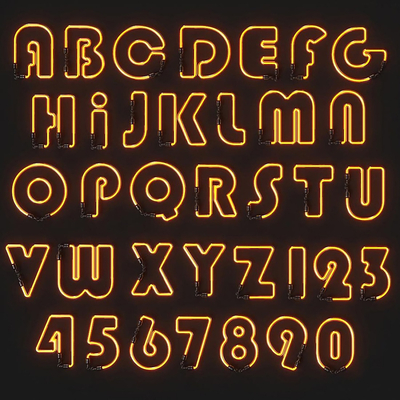  现代霓虹数字字母墙面装饰灯su模型 