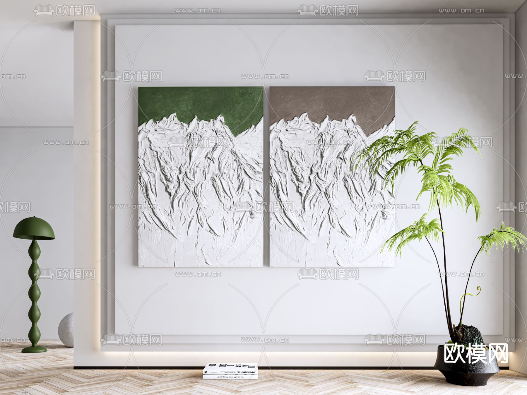 现代饰挂画su模型下载（渲染图1）