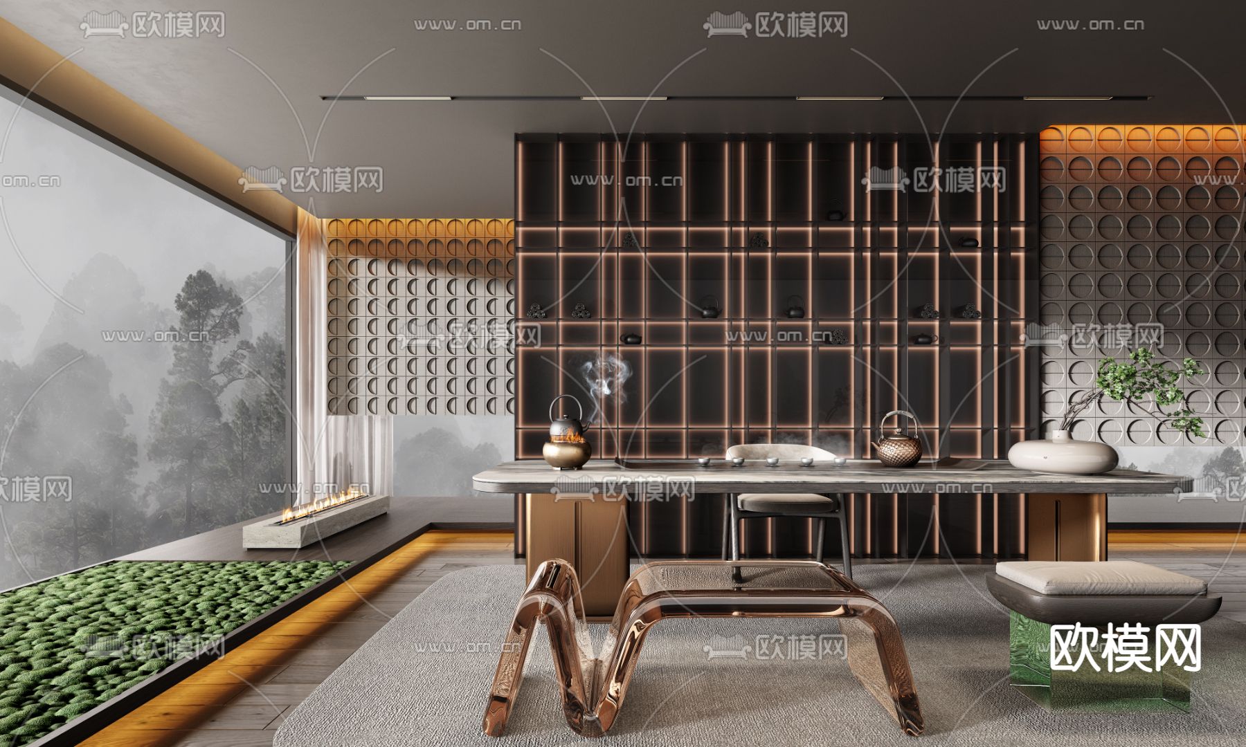 Minotti现代轻奢茶室3d模型下载（渲染图1）