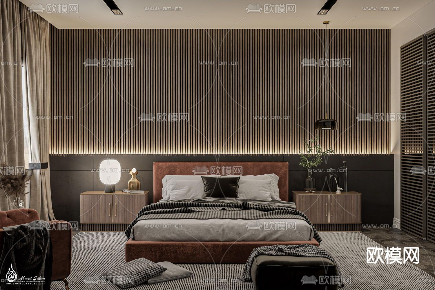 暗黑风卧室免费3d模型下载