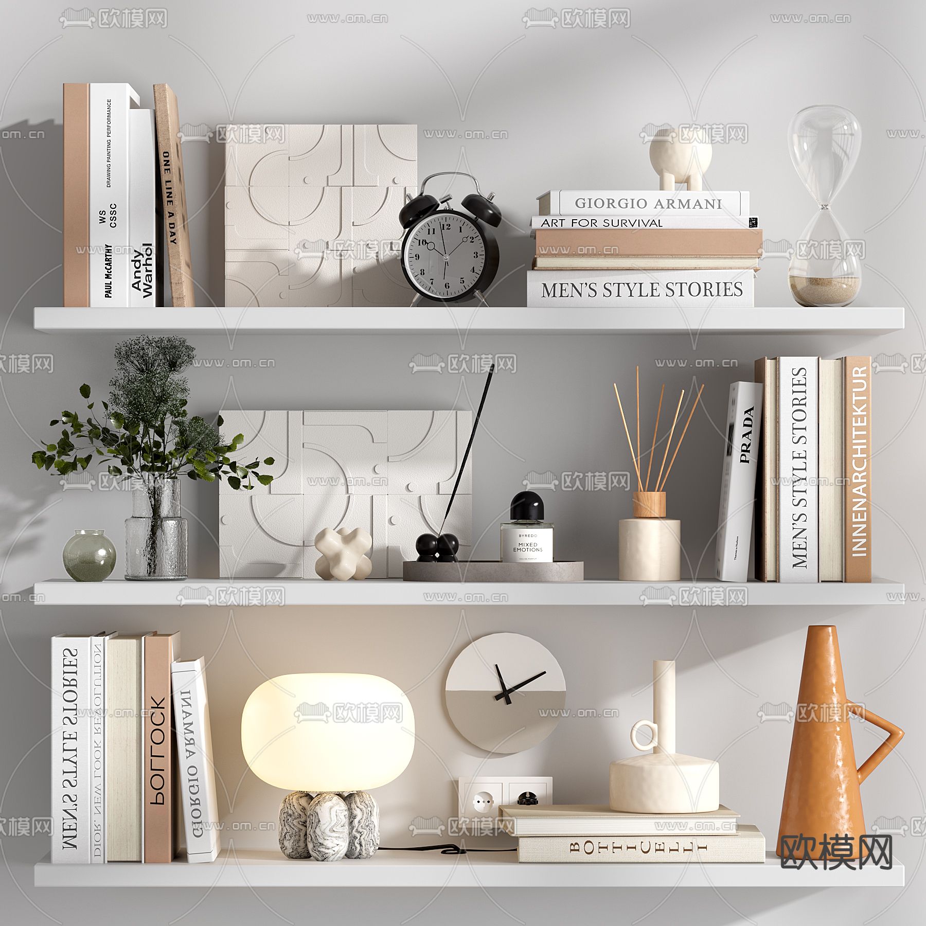 现代书籍花瓶饰品摆件3d模型下载