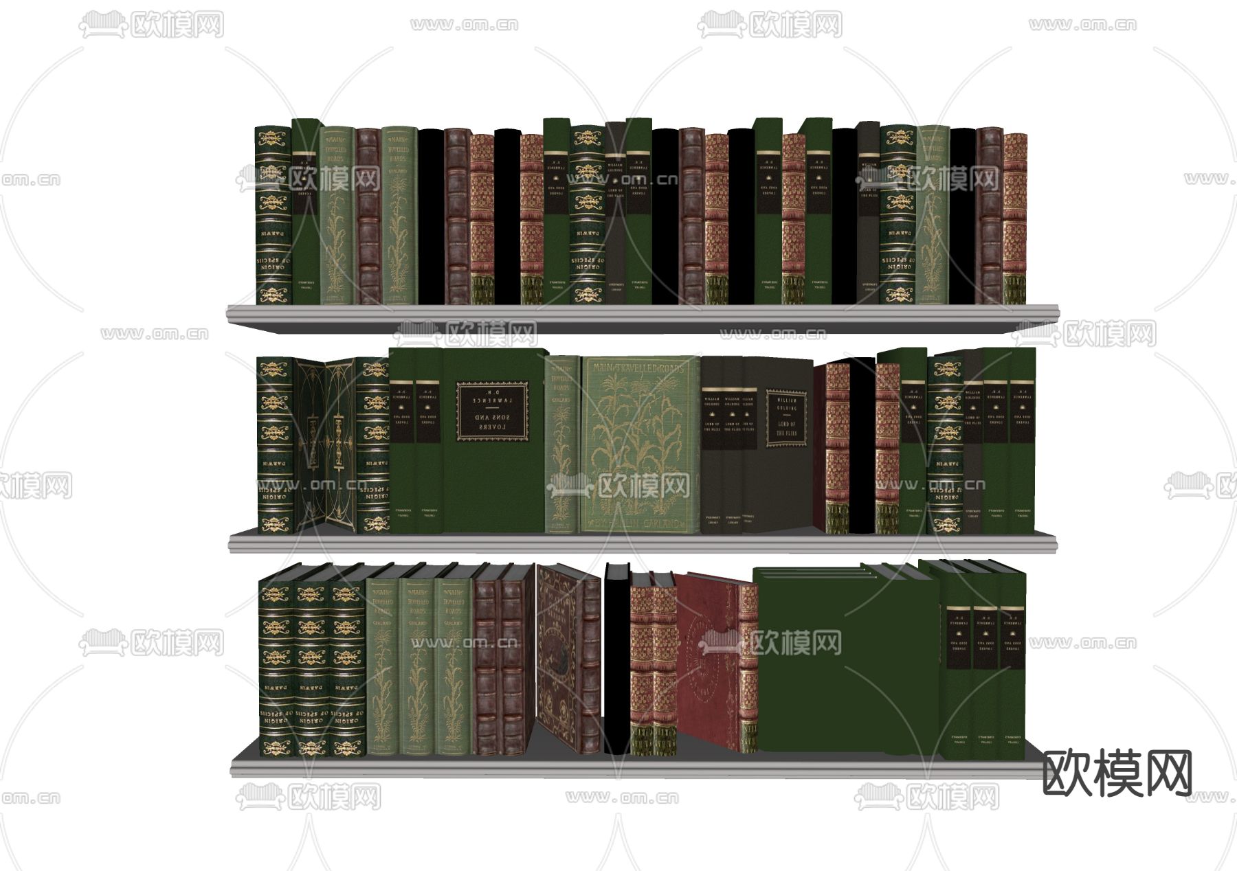 欧式古典书籍su模型下载（渲染图2）