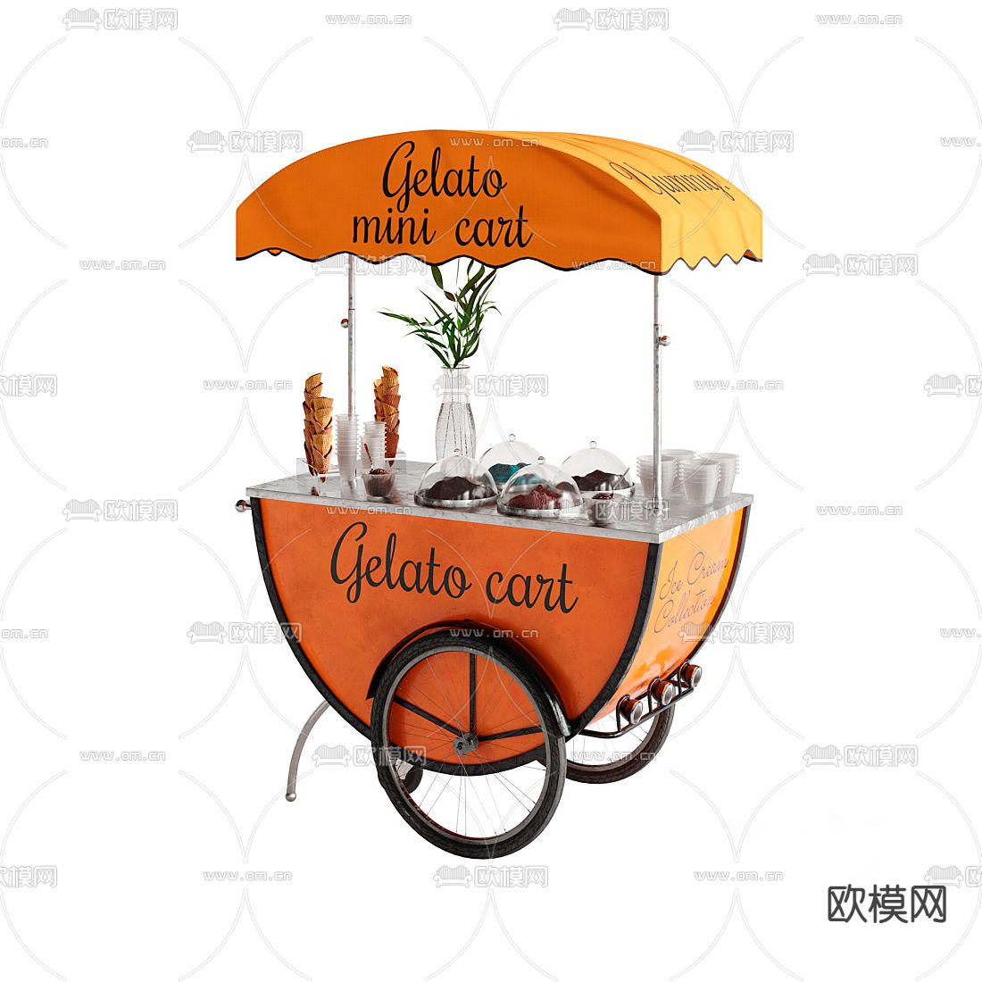 现代移动餐车冰淇淋车su模型