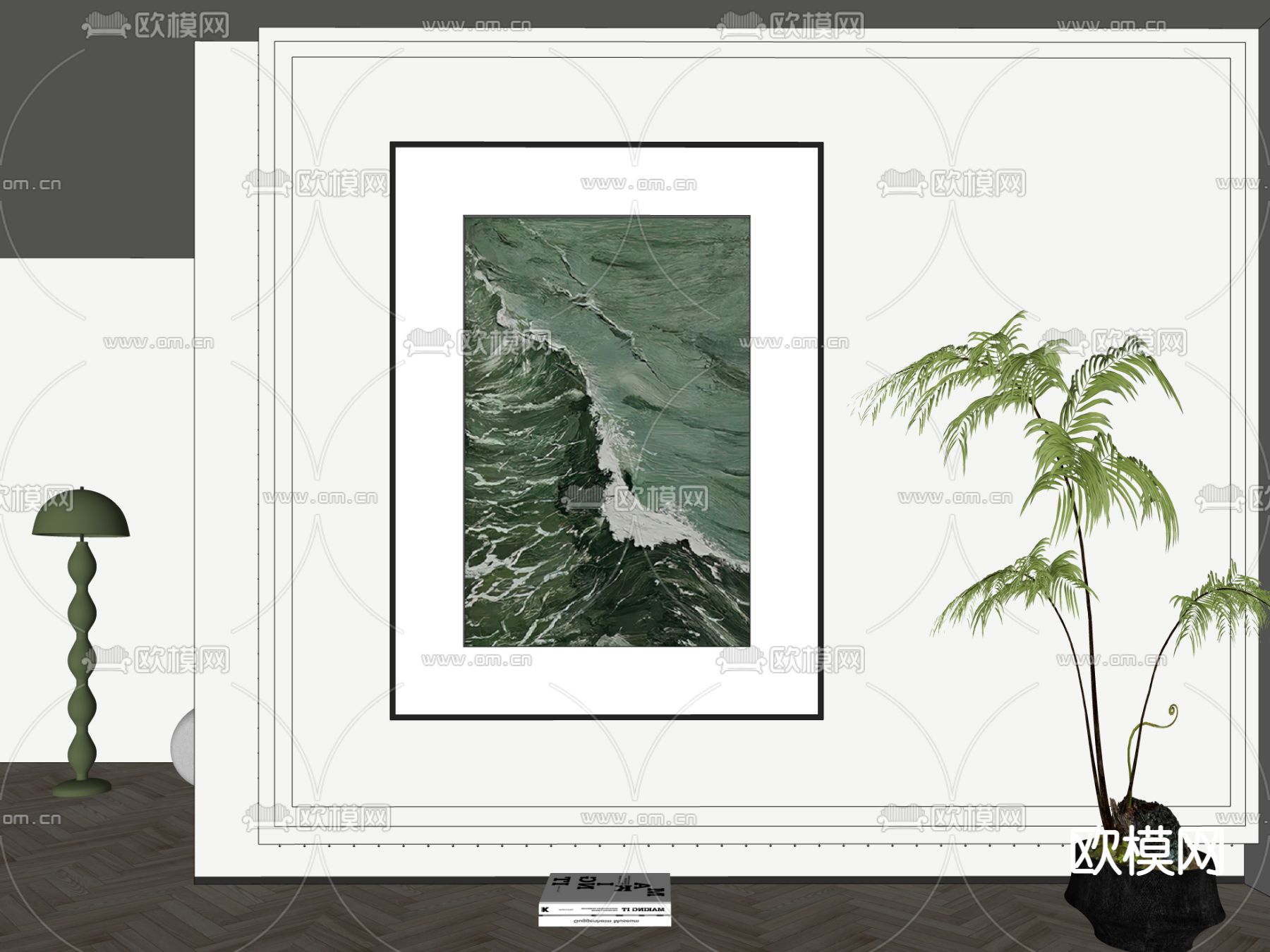 现代装饰挂画su模型下载（渲染图2）