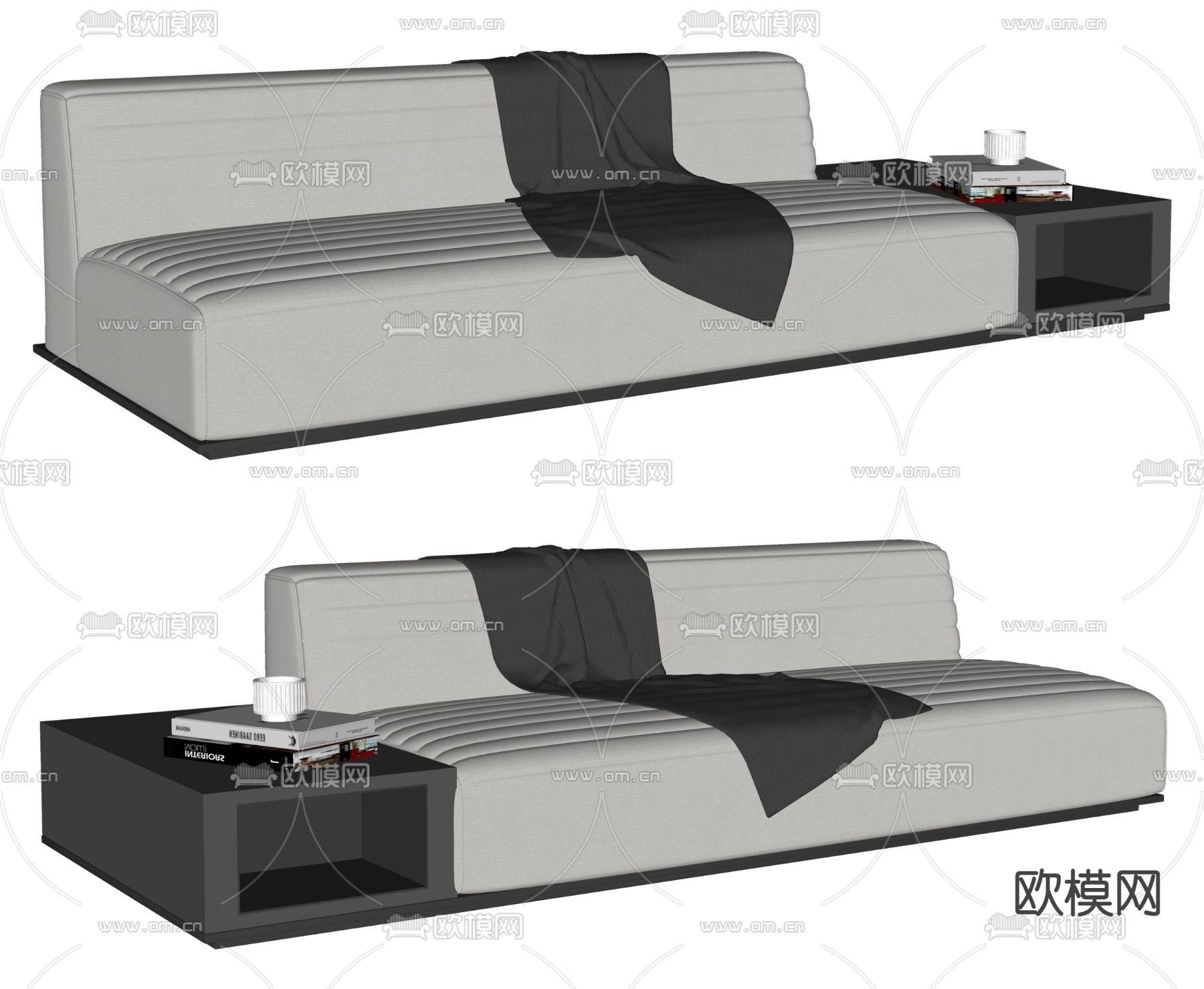 Minotti现代白色双人沙发su模型下载（渲染图2）