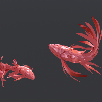  现代装饰鱼吊灯su模型 