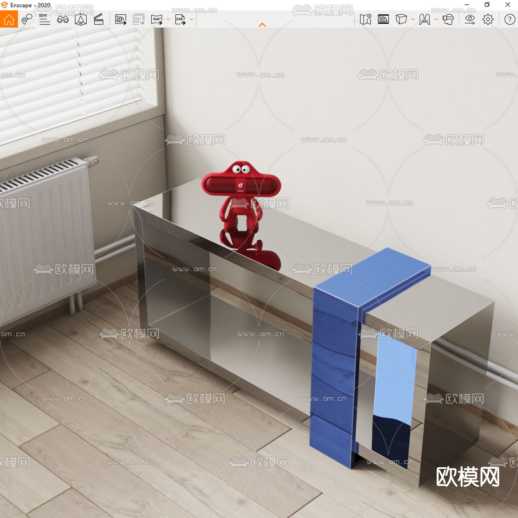 现代不锈钢边几su模型