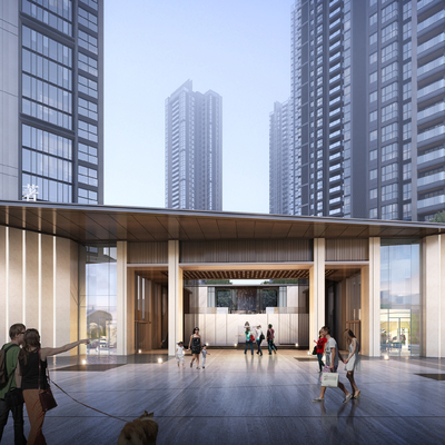 现代小区大门建筑外观su模型