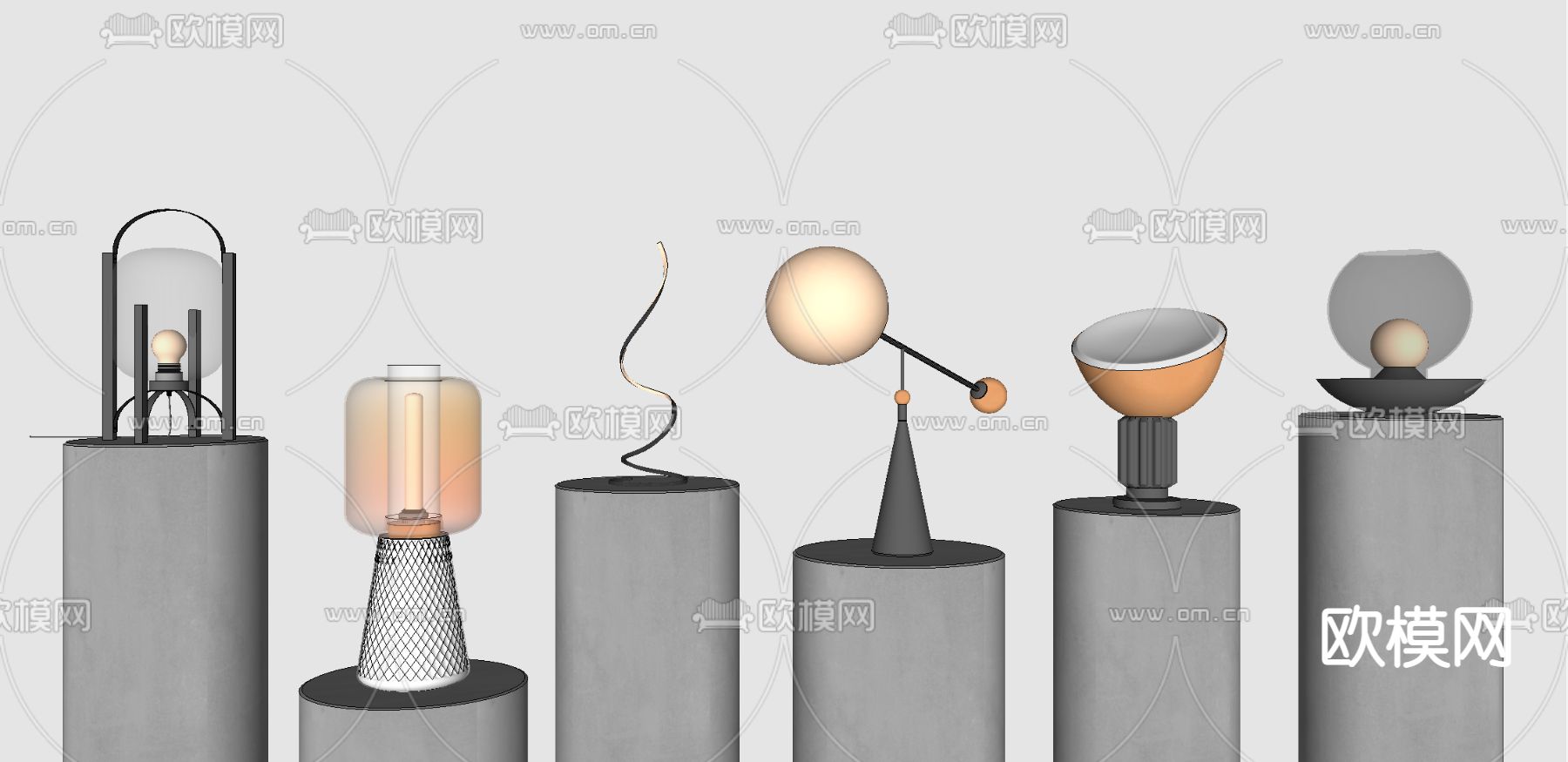 现代玻璃台灯su模型下载（渲染图2）