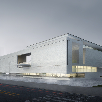 现代极简售楼处建筑外观su模型