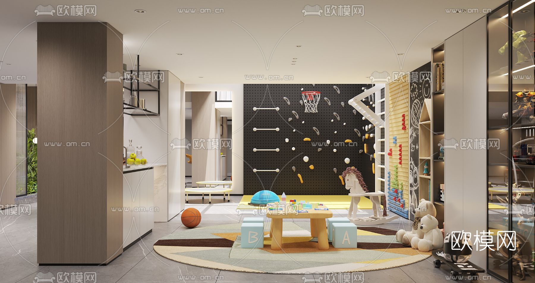 现代别墅客厅餐厅3d模型下载（渲染图9）