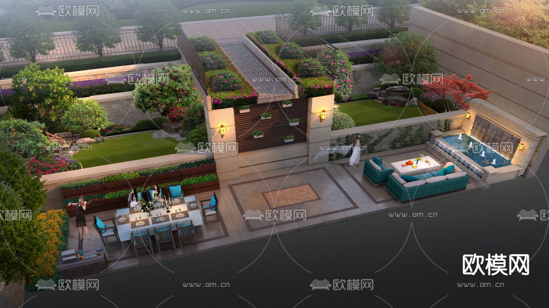 现代别墅庭院阳台psd下载