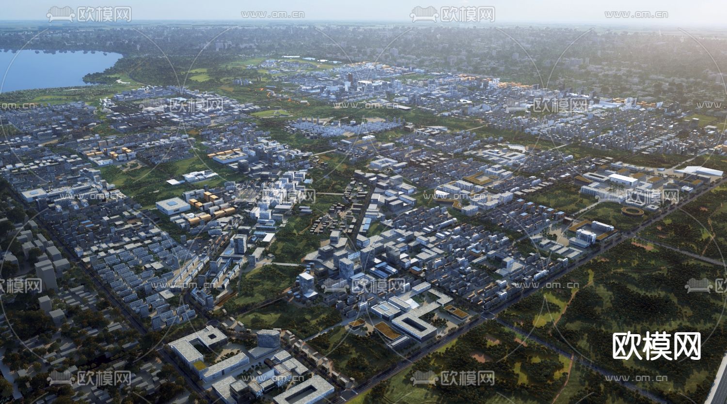 现代城市鸟瞰规划3d模型下载_ID12097431_3dmax免费模型-欧模网