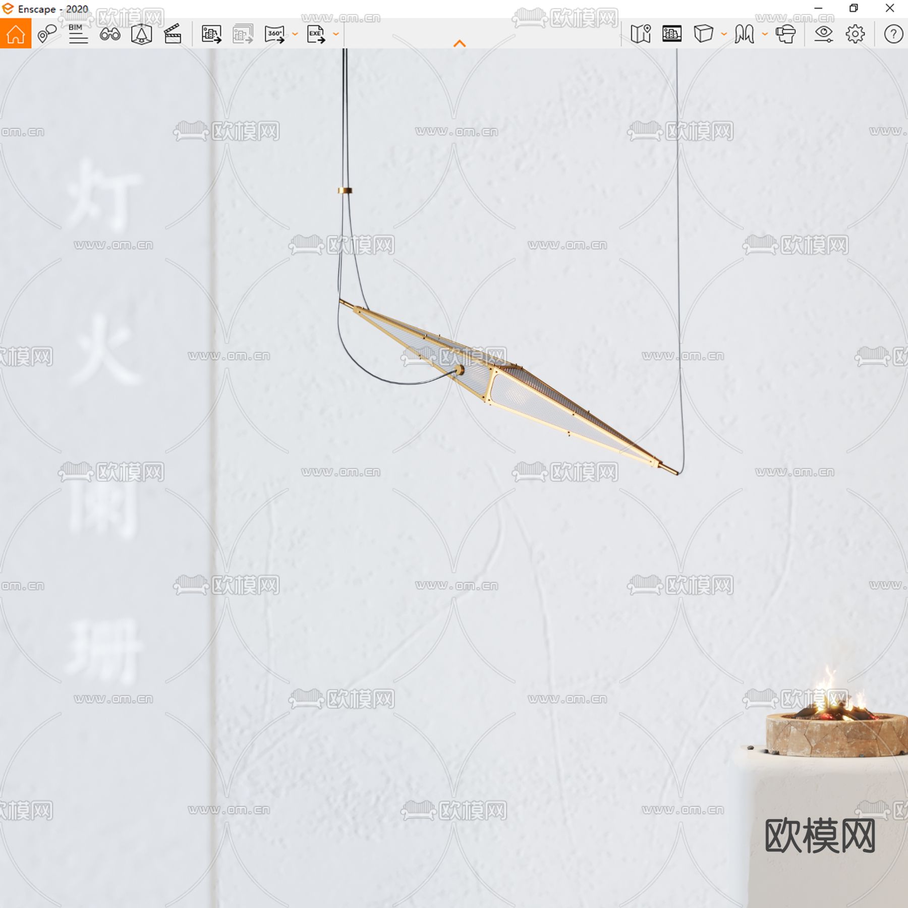 现代金属吊灯su模型下载（渲染图3）