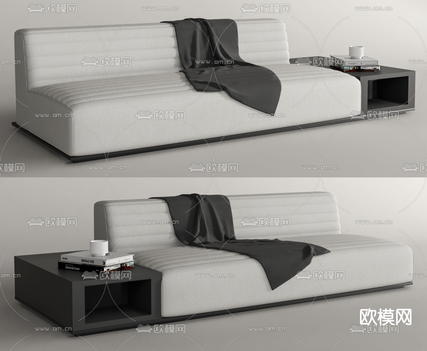 Minotti现代白色双人沙发su模型下载（渲染图1）