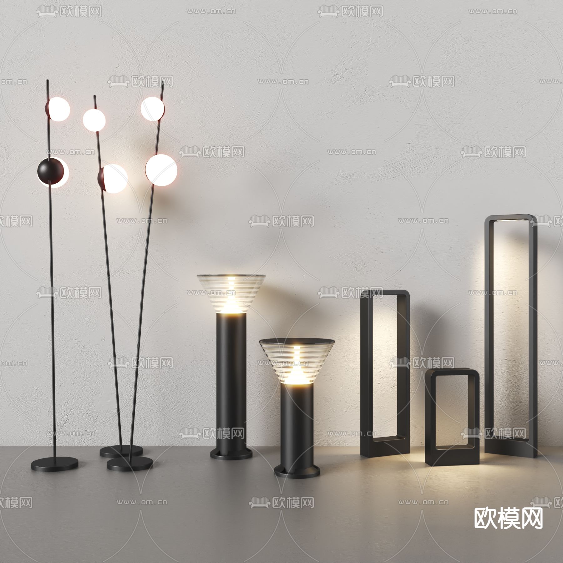 现代户外庭院灯su模型下载（渲染图1）