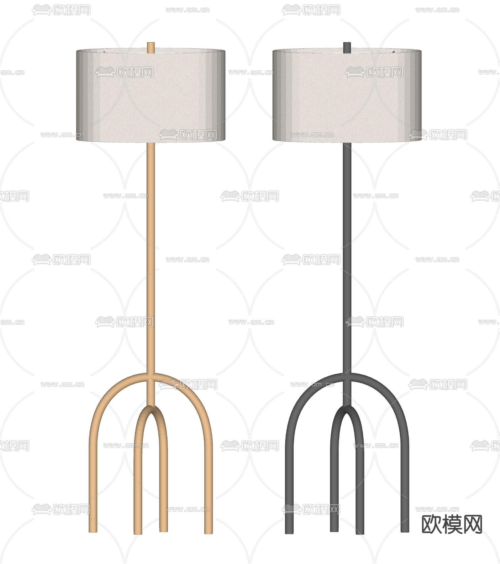 现代金属落地灯su模型下载（渲染图2）
