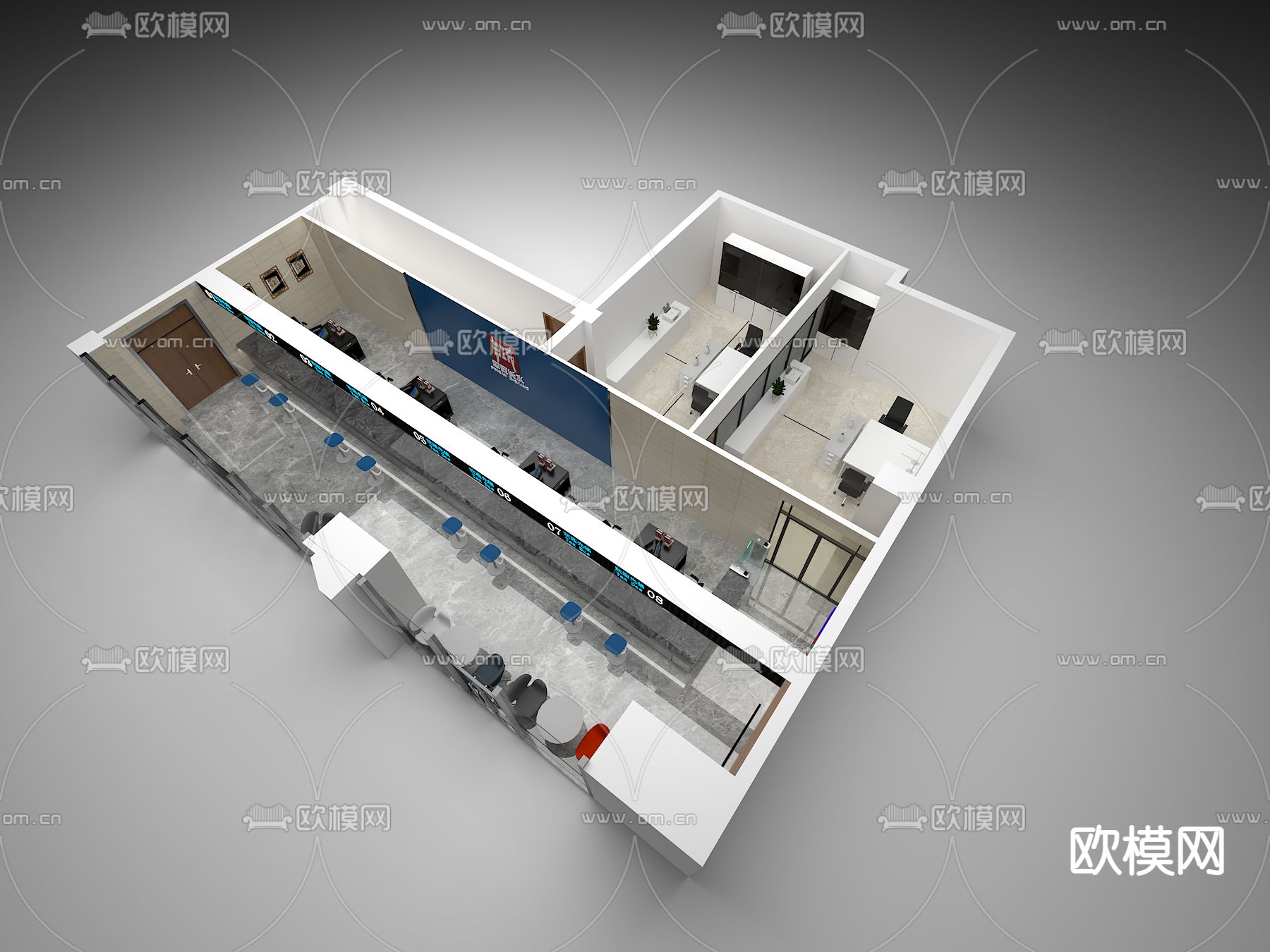 现代办事大厅su模型
