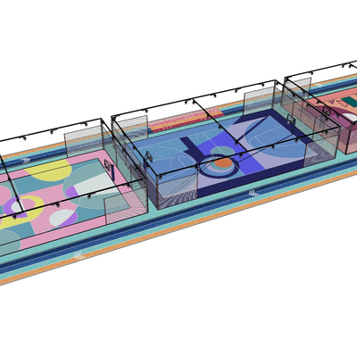  现代篮球场su模型 