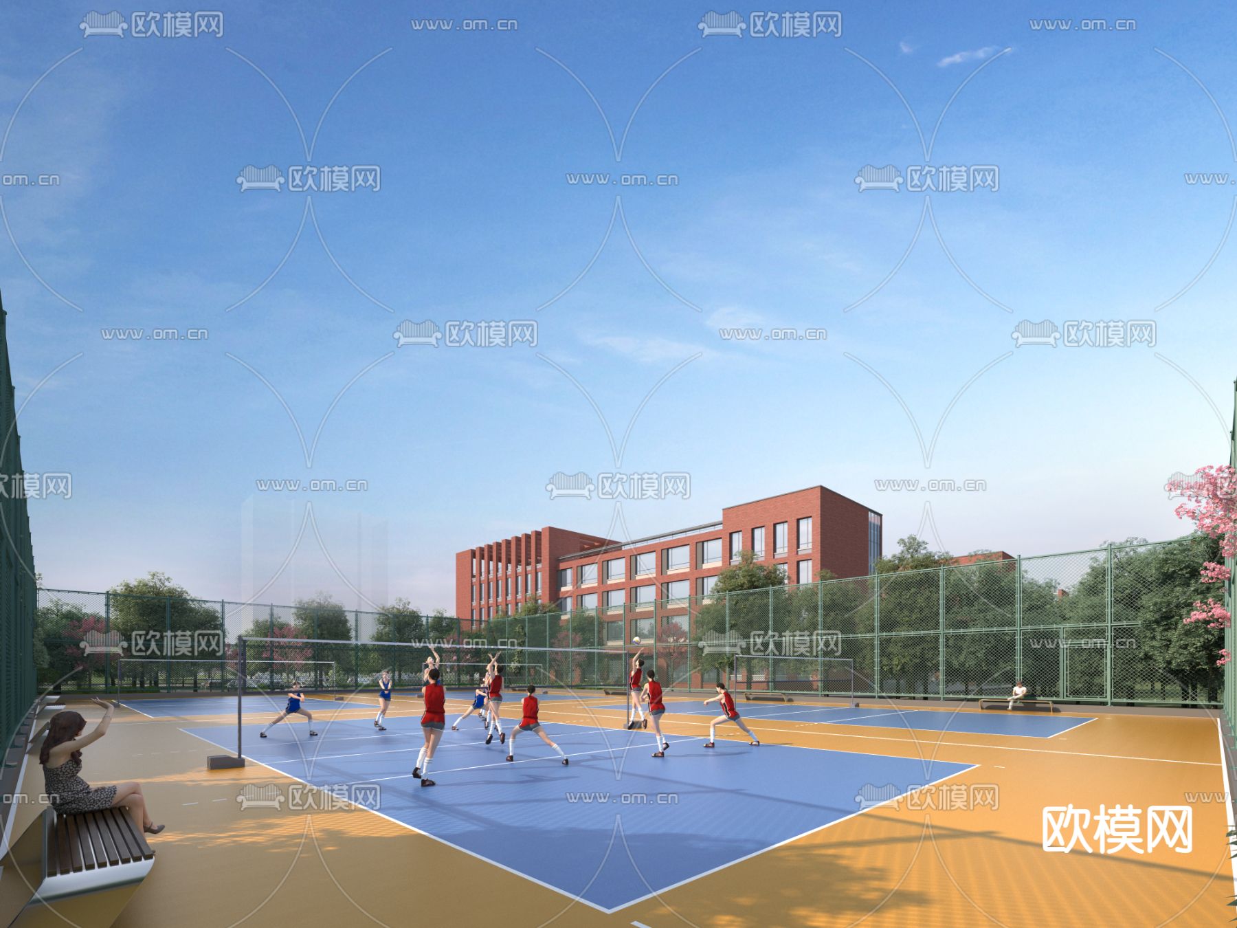 现代排球场3d模型