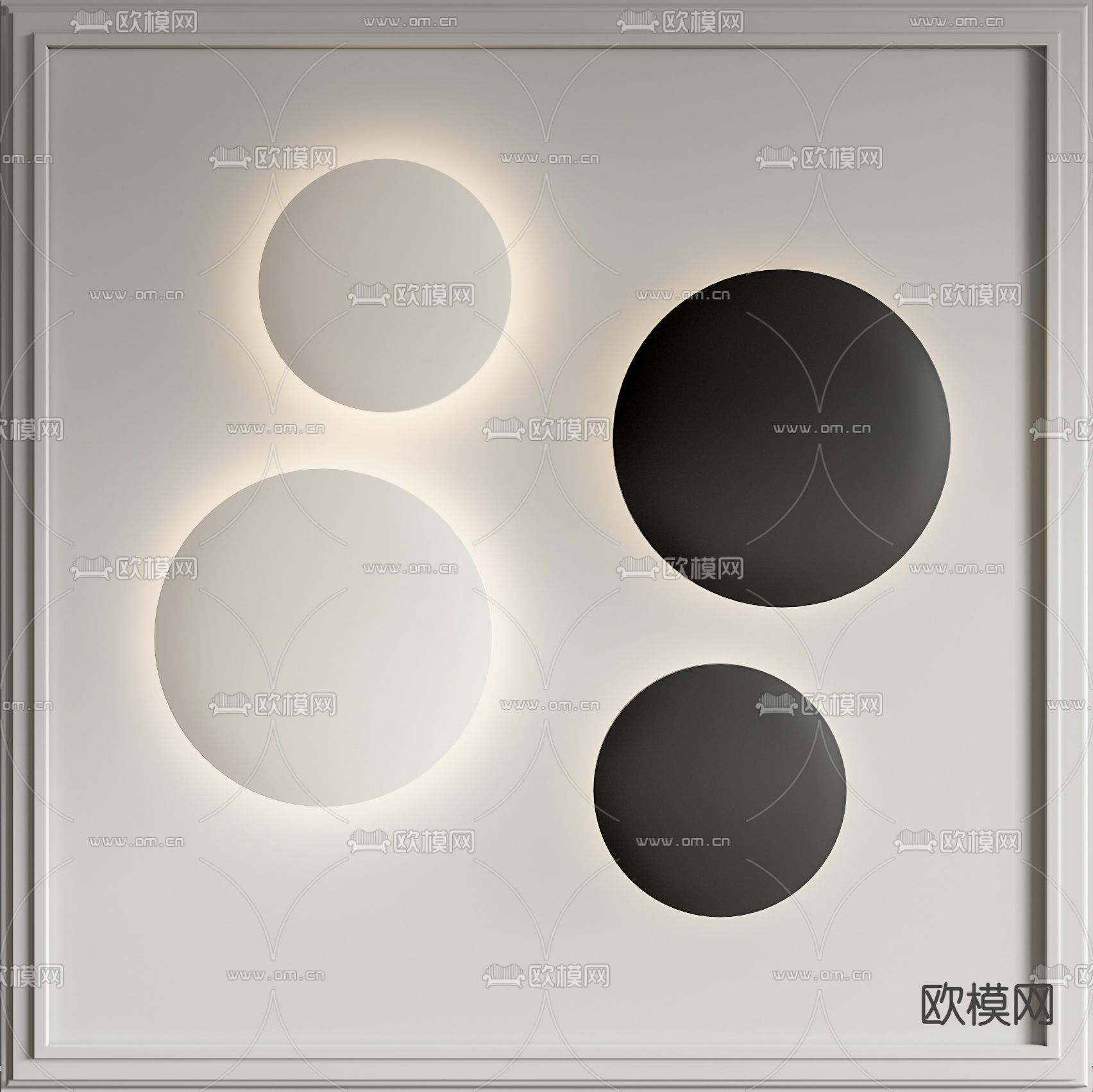 现代极简圆形壁灯su模型下载（渲染图1）