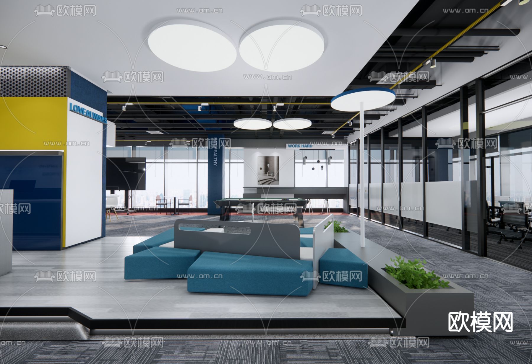 现代公司前台su模型下载（渲染图4）