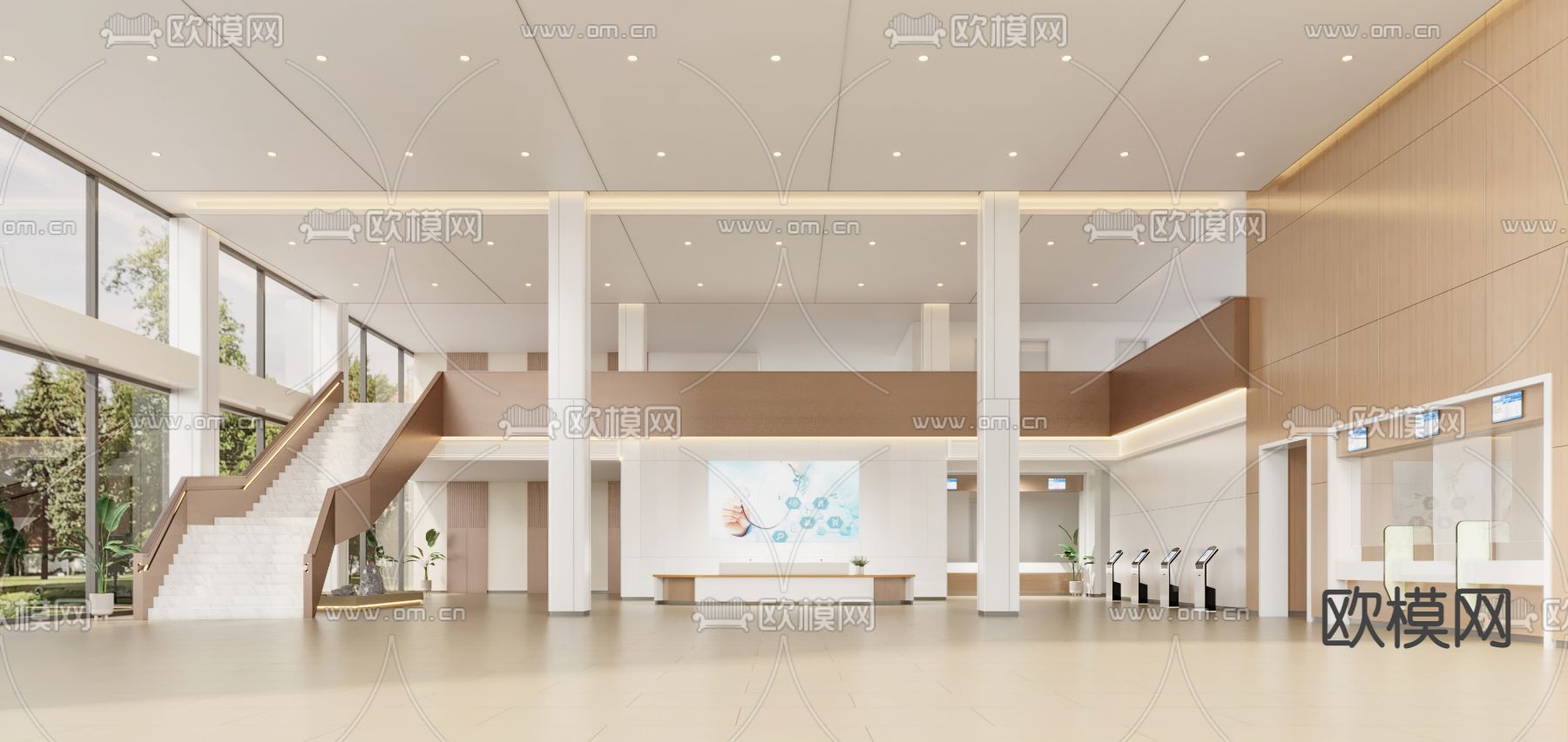 现代医院门诊大厅3d模型下载